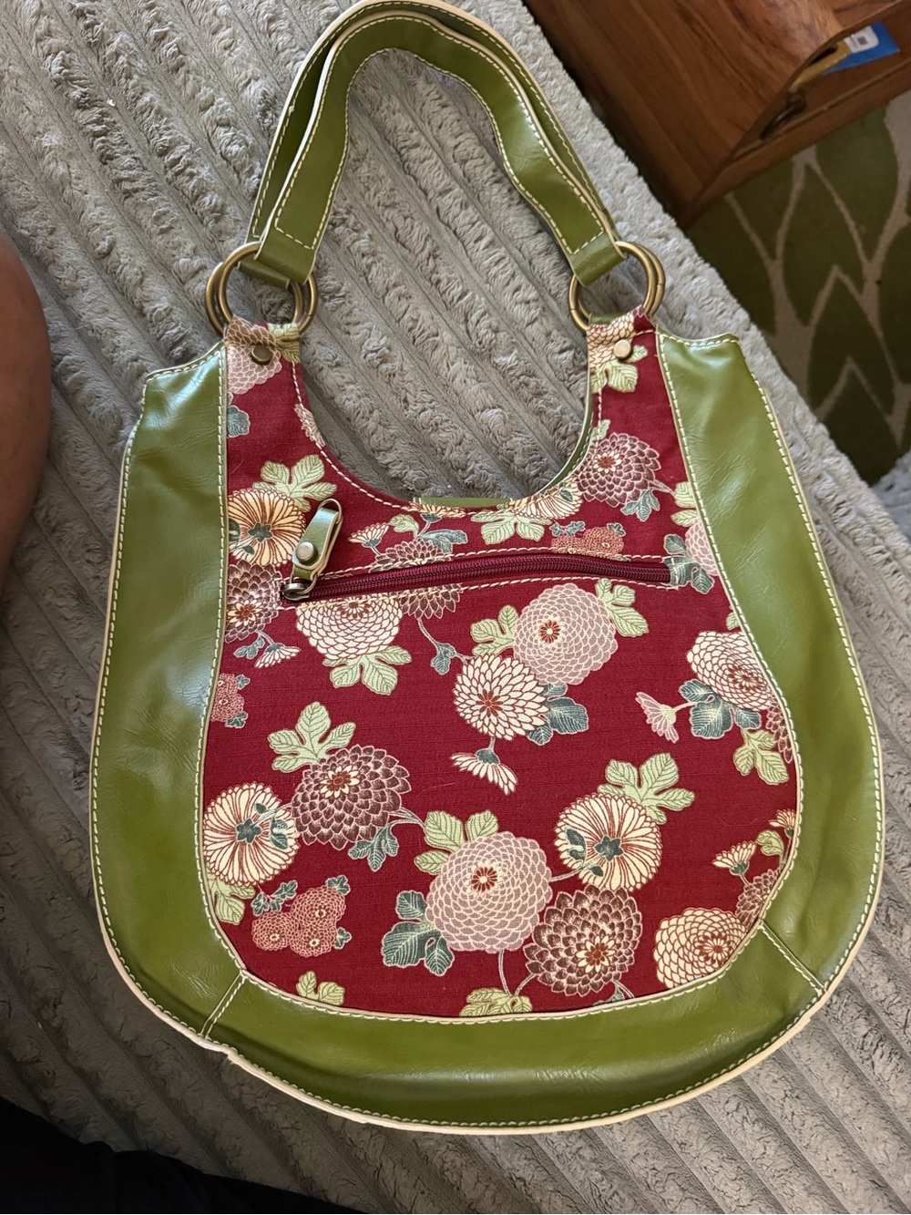 Green/Red Floral Shoulder Bag